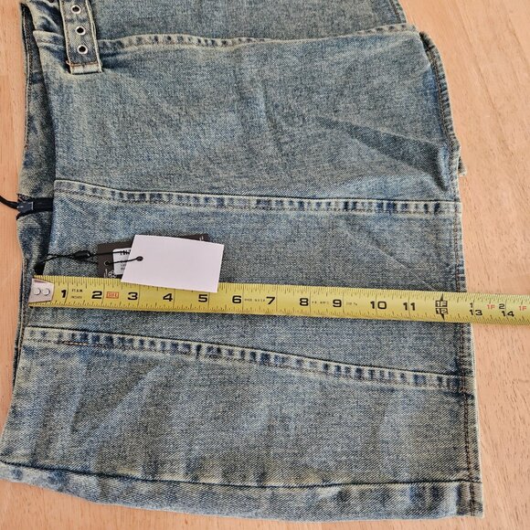 SALE Prettylittlething PLT Vintage Wash Denim Wrap Over Mini Skirt - sz US 6 NWT - Picture 9 of 9